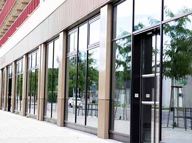 Modern glass storefront installation for retail space in NYC by Levinson Glass